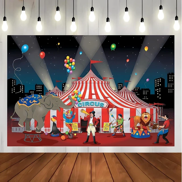 Alt view image 5 of 6 - Fun Express Circus Big Top Tent Banner - 9 Feet Long - Carnival Birthday Party Decor and Supplies - VBS Vacation Bible School Supplies/Decor