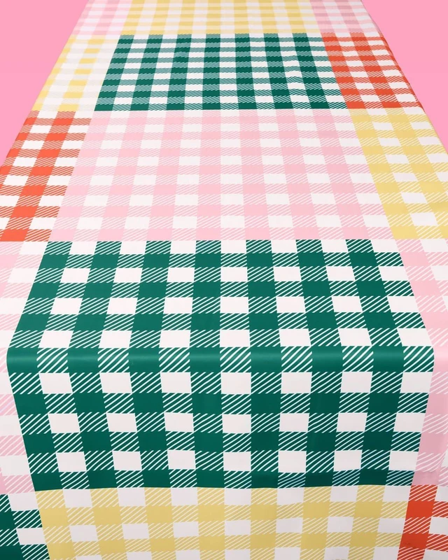 Alt view image 14 of 14 - xo, Fetti Gingham Checkered Washable Tablecloth - 9ft. | Camp Bachelorette Party Supplies, Getting Lit + Getting Hitched, Glamping Birthday Party Decorations, Pastel Baby Shower, Cute Tableware