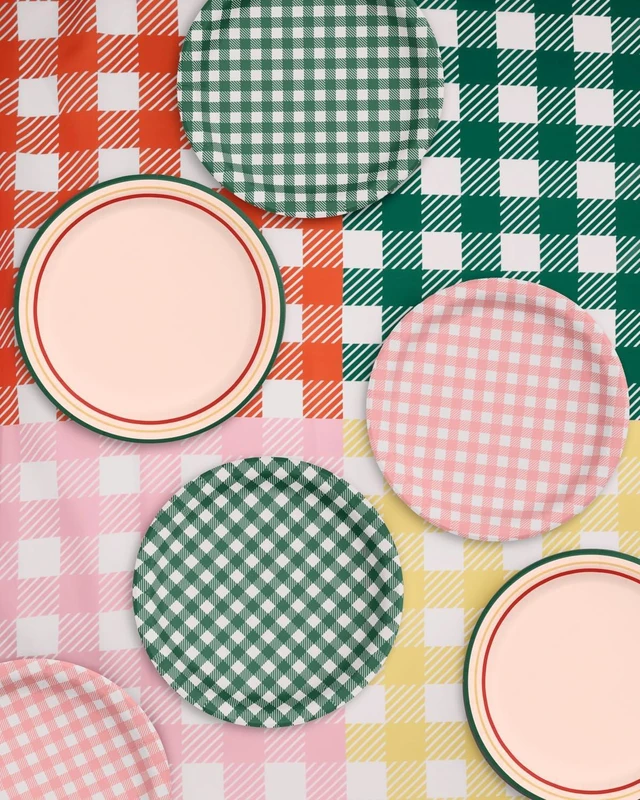 Alt view image 12 of 14 - xo, Fetti Gingham Checkered Washable Tablecloth - 9ft. | Camp Bachelorette Party Supplies, Getting Lit + Getting Hitched, Glamping Birthday Party Decorations, Pastel Baby Shower, Cute Tableware