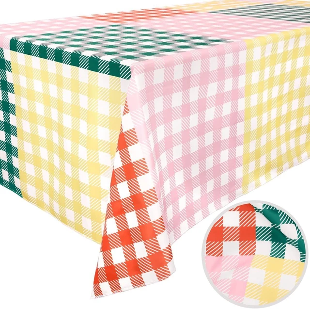 Alt view image 8 of 14 - xo, Fetti Gingham Checkered Washable Tablecloth - 9ft. | Camp Bachelorette Party Supplies, Getting Lit + Getting Hitched, Glamping Birthday Party Decorations, Pastel Baby Shower, Cute Tableware
