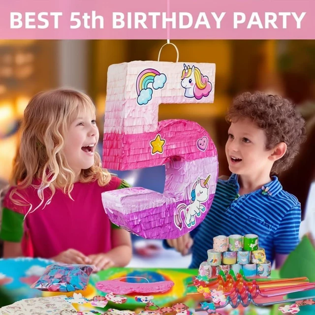Alt view image 9 of 14 - Number 5 Unicorn Pinata for Girls 5th Birthday Party with Party Favors Supplies for 5 year old Birthday Party Game Decorations (Number 5)