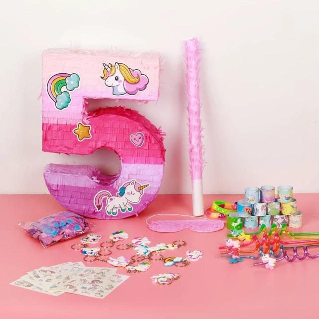 Alt view image 10 of 14 - Number 5 Unicorn Pinata for Girls 5th Birthday Party with Party Favors Supplies for 5 year old Birthday Party Game Decorations (Number 5)