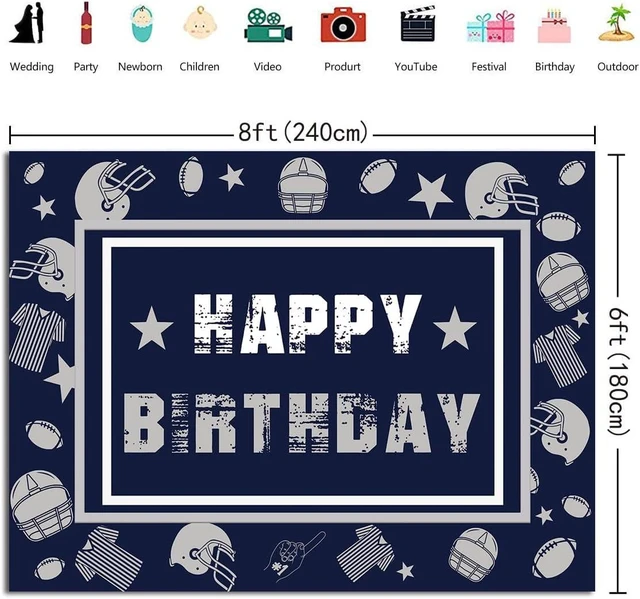 Alt view image 11 of 12 - Football Backdrop for Birthday Party 8x6FT Navy Blue Helmet Cowboy Photography Background Football Team Banner Sports Fans Party Supplies(96x72 inch)