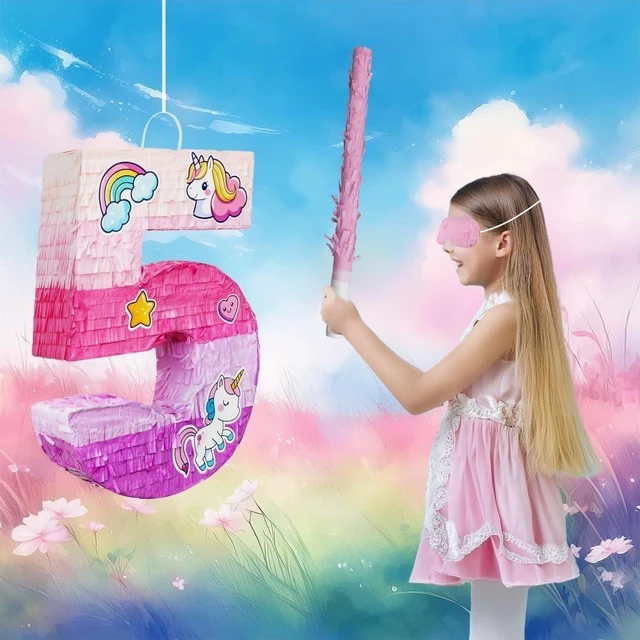 Alt view image 12 of 14 - Number 5 Unicorn Pinata for Girls 5th Birthday Party with Party Favors Supplies for 5 year old Birthday Party Game Decorations (Number 5)