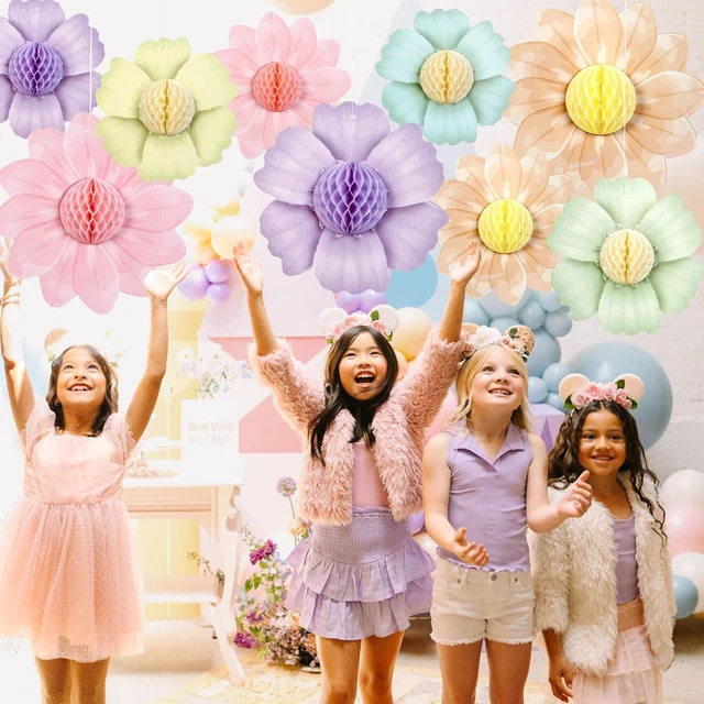 Alt view image 12 of 12 - Paper Jazz 9PCS Paper Flowers Party Decorations,Pastel Honeycomb Butterfly Party Decoration,Fairy Birthday Party Decoration for Garden Tea Party Floral Baby Shower.