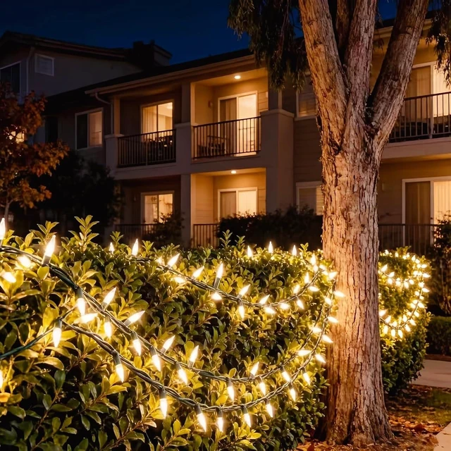 Alt view image 10 of 14 - 150 LED Warm White Christmas Lights, UL Certified 22# Green Wire 50 Ft, Commercial Grade Decorative Lighting String, for Indoor and Outdoor Use.