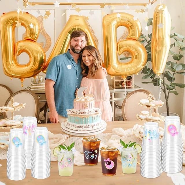 Alt view image 14 of 14 - 100 Pcs Gender Reveal Party Plastic Cups, 12oz Thick Clear Cup Pink and Blue Gender Reveal Party Cups Supplies for Baby Shower Party Decorations