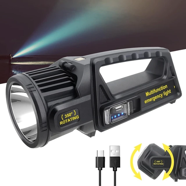 Alt view image 8 of 14 - Spotlight 3000000 Lumens, 9 Modes Rechargeable Led Spotlight Flashlight with 350° Rotate Head, Super Bright Spot Lights Outdoor Handheld, IPX6 Waterproof Solar Flashlight As Seen on TV, XX-Large