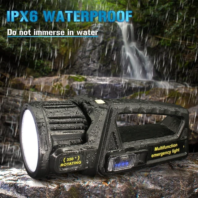 Alt view image 14 of 14 - Spotlight 3000000 Lumens, 9 Modes Rechargeable Led Spotlight Flashlight with 350° Rotate Head, Super Bright Spot Lights Outdoor Handheld, IPX6 Waterproof Solar Flashlight As Seen on TV, XX-Large