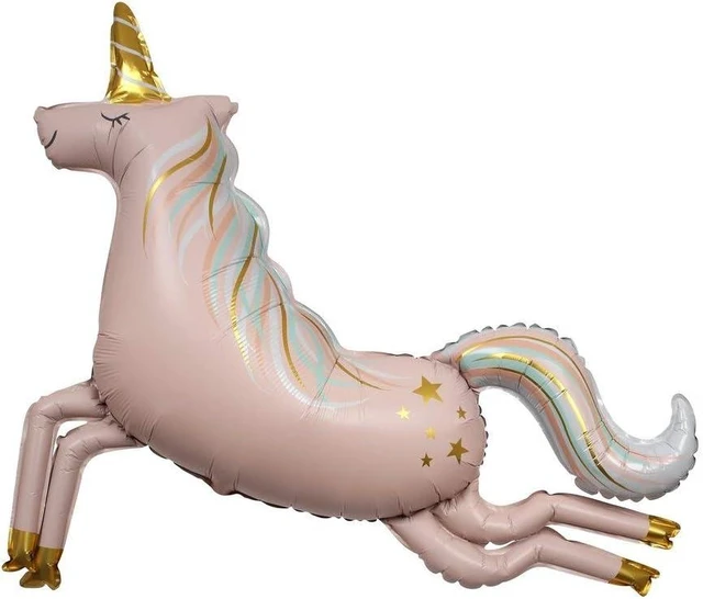 Alt view image 10 of 10 - Meri Meri Magical Unicorn Foil Balloon (Pack of 1) - XL Pastel Rainbow Unicorn Party Decoration with Gold Foil Accents, Birthday Balloon for Kids