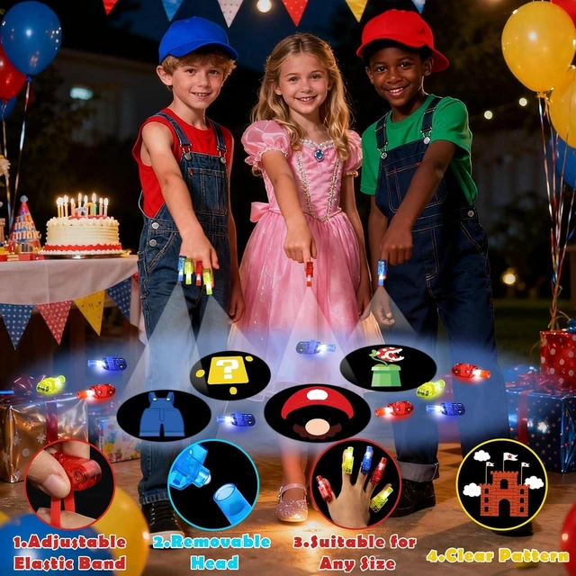 Alt view image 10 of 14 - 36 Pcs Game Party Favors LED Finger Lights, Glow in the Dark Birthday Party Supplies, Goodie Bag Stuffers Classroom Treasure Box Prizes for Kids