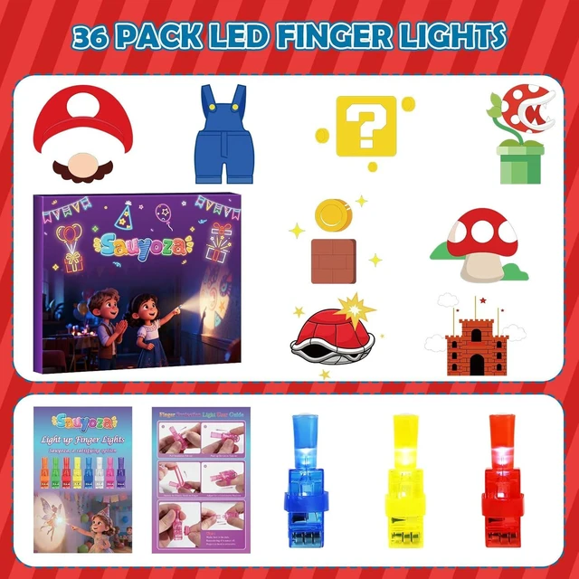 Alt view image 9 of 14 - 36 Pcs Game Party Favors LED Finger Lights, Glow in the Dark Birthday Party Supplies, Goodie Bag Stuffers Classroom Treasure Box Prizes for Kids