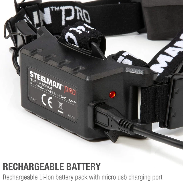 Alt view image 13 of 14 - Steelman Slim Profile Rechargeable LED Motion-Activated Headlamp, 250-Lumen, 3 Brightness Settings, 20-Meter Range, Water-Resistant