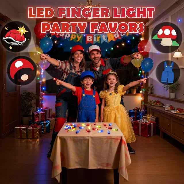 Alt view image 12 of 14 - 36 Pcs Game Party Favors LED Finger Lights, Glow in the Dark Birthday Party Supplies, Goodie Bag Stuffers Classroom Treasure Box Prizes for Kids