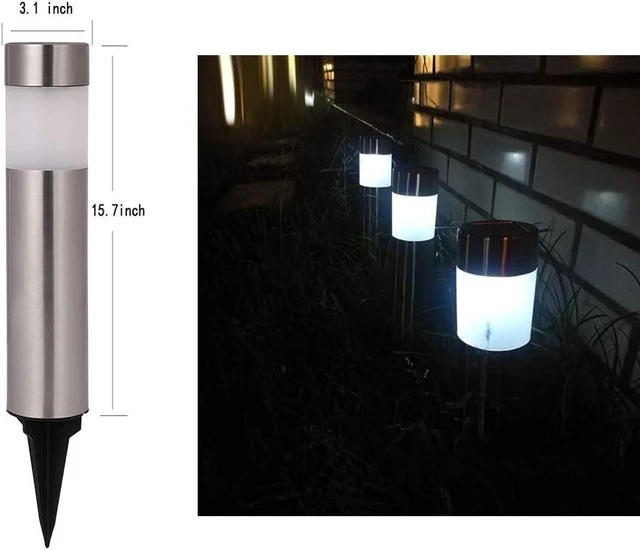 Alt view image 10 of 14 - SUNWIND Solar Bollard Lights Outdoor - 6 Pack Stainless Steel Warm White LED Landscape Lights Waterproof Decorative Lighting for Backyard Lawn Patio
