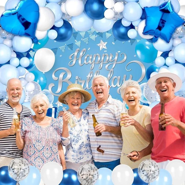 Alt view image 10 of 14 - Light Blue Birthday Party Decorations Light Blue Party Decoration Backdrop Banner with Heart Star Foil Balloons Tablecloth Happy Birthday Party Supplies for Boys Girls Men Women Bday Celebration