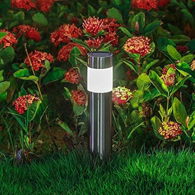Alt view image 13 of 14 - SUNWIND Solar Bollard Lights Outdoor - 6 Pack Stainless Steel Warm White LED Landscape Lights Waterproof Decorative Lighting for Backyard Lawn Patio