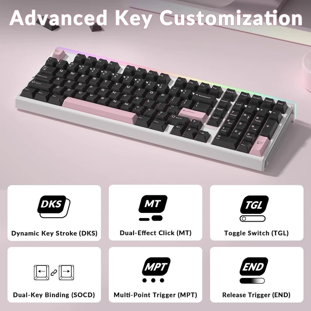 Alt view image 13 of 14 - AULA Hero 99 Wired Gaming Keyboard, Hall Effect Keyboard with Rapid Trigger Mode, Hot Swappable Magnetic Switch Keyboard with Number Pad, Web Driver,RGB Backlit Mechanical Keyboard for Office PC Gamer