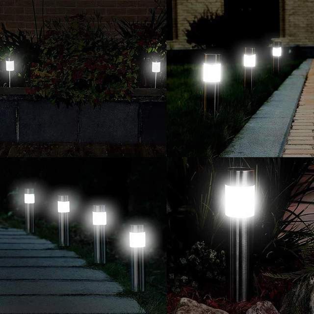 Alt view image 14 of 14 - SUNWIND Solar Bollard Lights Outdoor - 6 Pack Stainless Steel Warm White LED Landscape Lights Waterproof Decorative Lighting for Backyard Lawn Patio