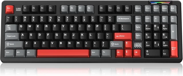 Alt view image 8 of 14 - LINGBAO K98 Wireless Mechanical Gaming Keyboard, Tri-Mode BT5.0/2.4GHz/USB-C, Gasket Custom Hot-Swappable Linear Switches Creamy Keyboard with Number Pad, RGB Backlit Gaming Keyboard for PC Laptop