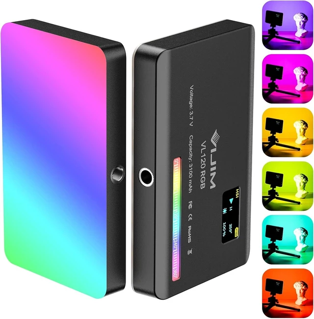 Alt view image 8 of 14 - VIJIM VL120 RGB Video Light, Portable LED Camera Light Panel 0-360 Full Color, CRI 95+ 2500-9000K LED 3100mAh Rechargeable DSLR Lighting for Vlogging, Photography, Video Conference