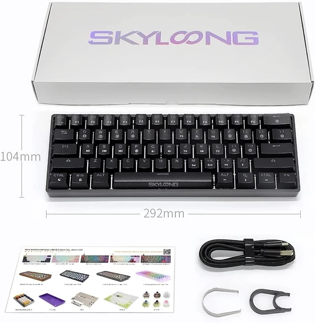 Alt view image 13 of 14 - SKYLOONG GK61 SK61 60% Mechanical Keyboard 61 Keys Portable Small Full Keys Programmable Gaming Keyboard Red Switch Hot Swappable RGB Mechanical Keyboard for PC Mac Laptop