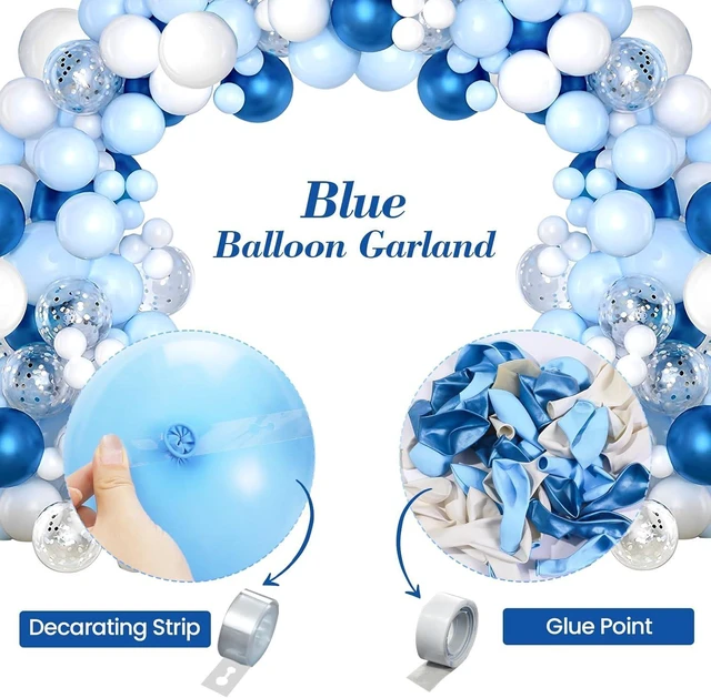 Alt view image 13 of 14 - Light Blue Birthday Party Decorations Light Blue Party Decoration Backdrop Banner with Heart Star Foil Balloons Tablecloth Happy Birthday Party Supplies for Boys Girls Men Women Bday Celebration