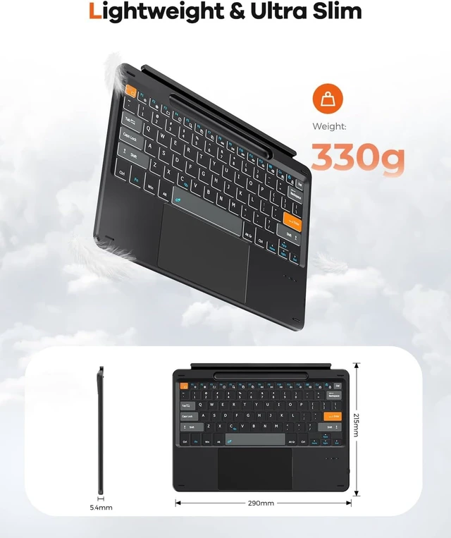 Alt view image 10 of 14 - Doohoeek Surface Pro 12 12-inch 2025 Keyboard, Bluetooth Keyboard with Touch Pad & Pen Slot & Lighting Keys Compatible with Surface Pro Copilot+ 12", Ultra-Slim Wireless Keypad for Windows 11