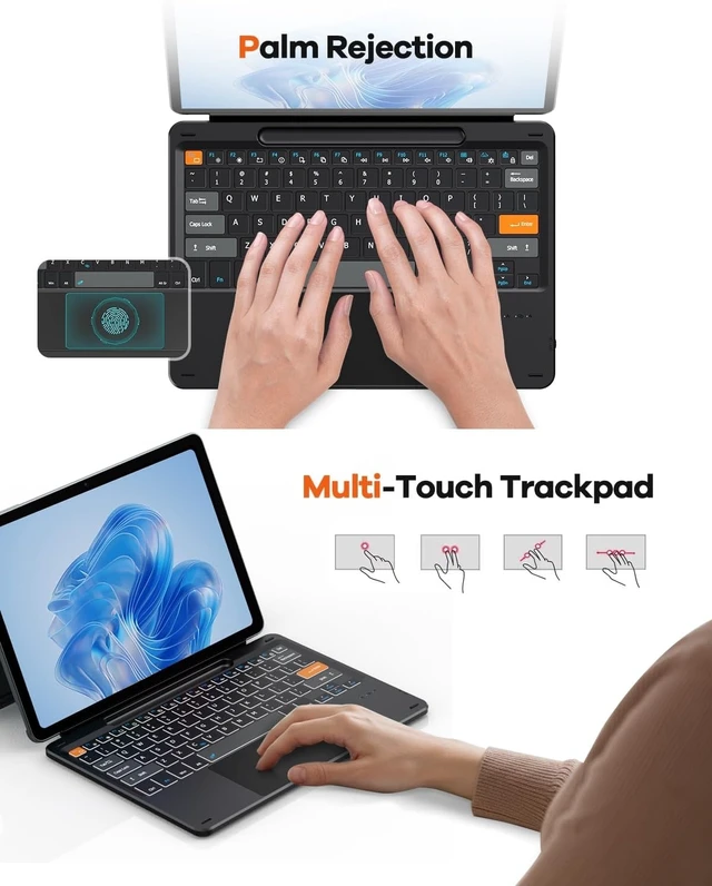 Alt view image 11 of 14 - Doohoeek Surface Pro 12 12-inch 2025 Keyboard, Bluetooth Keyboard with Touch Pad & Pen Slot & Lighting Keys Compatible with Surface Pro Copilot+ 12", Ultra-Slim Wireless Keypad for Windows 11
