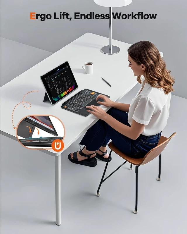 Alt view image 14 of 14 - Doohoeek Surface Pro 12 12-inch 2025 Keyboard, Bluetooth Keyboard with Touch Pad & Pen Slot & Lighting Keys Compatible with Surface Pro Copilot+ 12", Ultra-Slim Wireless Keypad for Windows 11