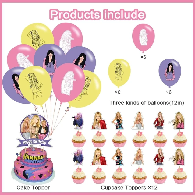 Alt view image 10 of 14 - DOSSEL Hannah Singer Montana Music Theme Birthday Party Supplies Includes Birthday Banner, Cupcake Toppers, Cake Topper, Latex Balloons for Kids Adults Fans Party Decor