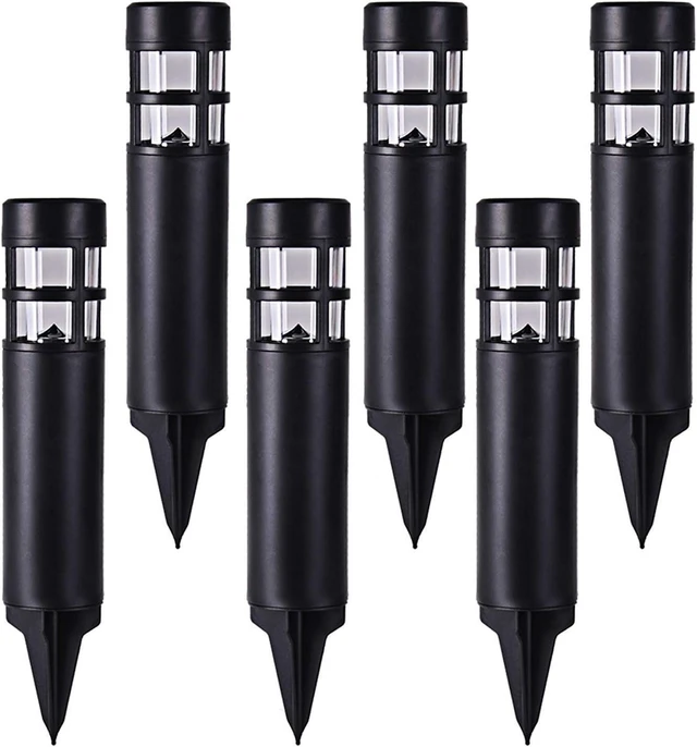 Alt view image 6 of 10 - SUNWIND Solar Garden Lights Outdoor LED Bollard Solar Powered Path Lighting for Patio Pathway Backyard Lawn Landscaping (Black-6 Pack)
