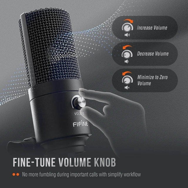 Alt view image 12 of 14 - FIFINE K669B USB Microphone, Condenser Recording Mic for Vocals, Meeting | Metal Cardioid Laptop Mic for MAC OS, Windows, Voice Overs, Streaming, Online Meeting and YouTube Videos