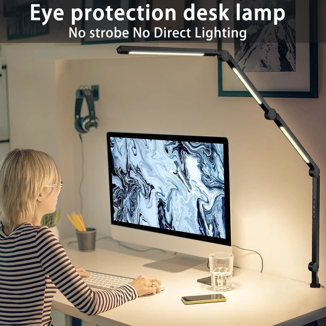 Alt view image 9 of 12 - LED Desk Lamp with Clamp & Flexible Arm - 3 Light Sources, 4 Color Modes & 5 Brightness Levels, Eye-Caring Table Light with Memory Function