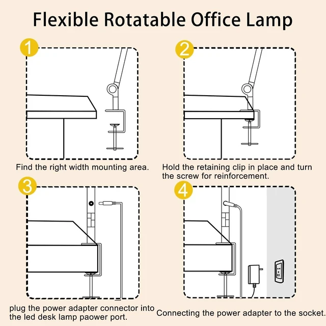 Alt view image 10 of 12 - LED Desk Lamp with Clamp & Flexible Arm - 3 Light Sources, 4 Color Modes & 5 Brightness Levels, Eye-Caring Table Light with Memory Function
