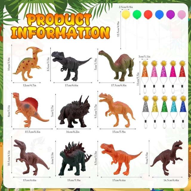 Alt view image 10 of 14 - 26 PCS Jungle Animal Birthday Party Decorations with Dinosaur Figurines, Mini Hats & Balloons, Cake Toppers for Birthday Party, Wild Animals Party Supplies(Dinosaur)