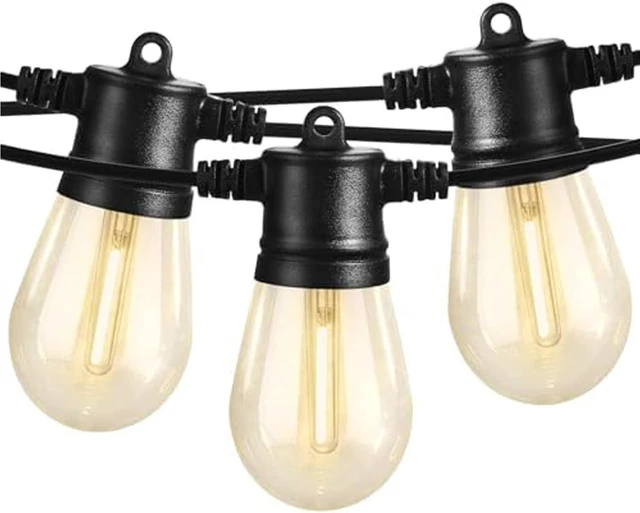 Alt view image 8 of 14 - SUNTHIN Outdoor String Lights, 48FT Patio Lights with 16 LED Shatterproof Bulbs for Outside, Backyard, Deck, Porch, Garden, Bistro, Cafe, Party