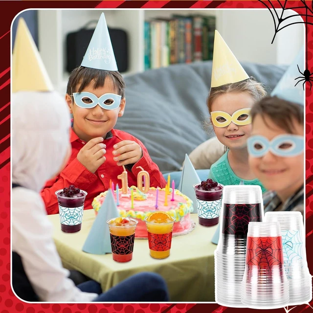 Alt view image 12 of 14 - 120 Pcs 16oz Spider Web Party Disposable Cups, Red & Blue Themed Birthday Drinkware Supplies & Holiday Party Coffee Wine Tea Drinks