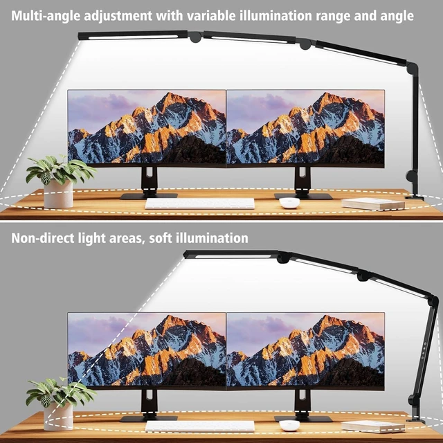 Alt view image 14 of 14 - AILBTON Bright LED Desk Lamp with Clamp,Eye Caring Architect Led Desk Lights with Adjustable Swing Arm for Office Home,Dimming and Tempering Led Table Light