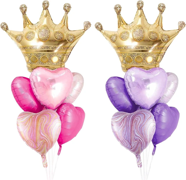 Alt view image 5 of 8 - Crown Princess Balloons Pink Purple And Gold Set Of 2 Foil Helium Mylar Balloons,For Unicorn Princess Birthday Party Decorations Baby Shower Supplies