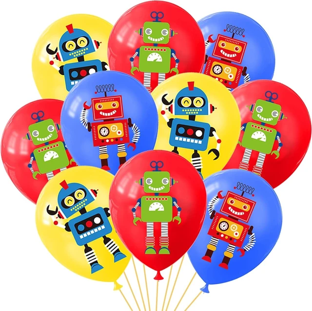 Alt view image 11 of 14 - Robot Birthday Party Decorations Robot Happy Birthday Banners Robot Cupcake Toppers Cake Topper Balloons Tablecloth for Boys Gear Robot Party Supplies