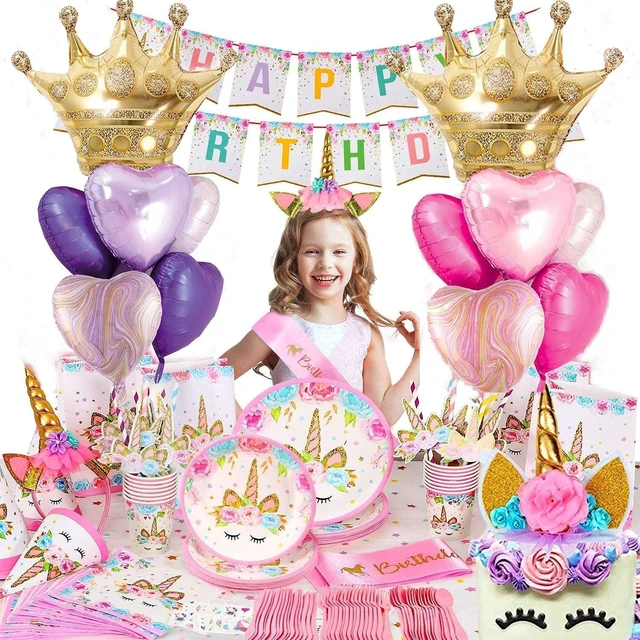 Alt view image 6 of 8 - Crown Princess Balloons Pink Purple And Gold Set Of 2 Foil Helium Mylar Balloons,For Unicorn Princess Birthday Party Decorations Baby Shower Supplies