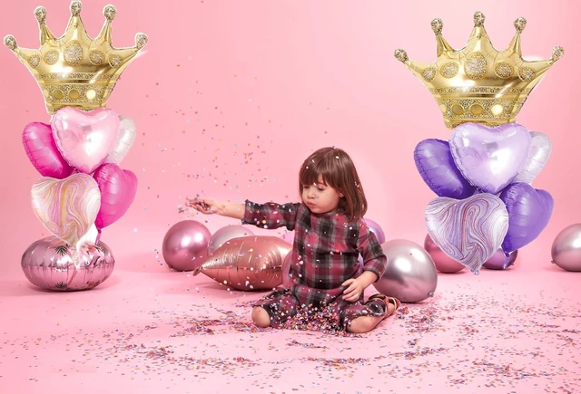 Alt view image 7 of 8 - Crown Princess Balloons Pink Purple And Gold Set Of 2 Foil Helium Mylar Balloons,For Unicorn Princess Birthday Party Decorations Baby Shower Supplies