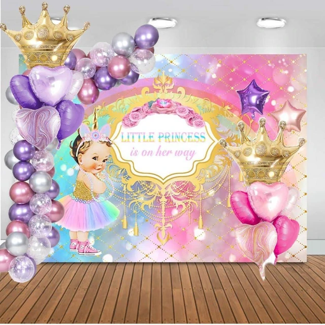 Alt view image 8 of 8 - Crown Princess Balloons Pink Purple And Gold Set Of 2 Foil Helium Mylar Balloons,For Unicorn Princess Birthday Party Decorations Baby Shower Supplies