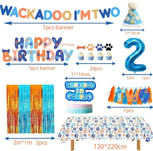 Alt view image 7 of 10 - Generic Blue Dog 2nd Birthday Decorations, 2nd Birthday Party Supplies Boy with Balloon Arch