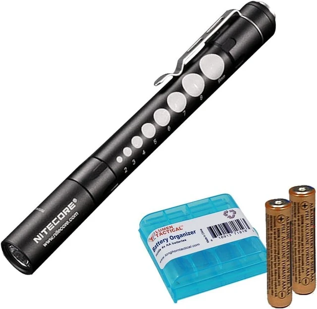 Alt view image 8 of 14 - Nitecore MT06MD Penlight Flashlight, 180 Lumen LED for Medical Doctors, Nurses and EMTs with 2X AAA Batteries & Lumen Tactical Battery Organizer (Black w/Pupil Gauge)