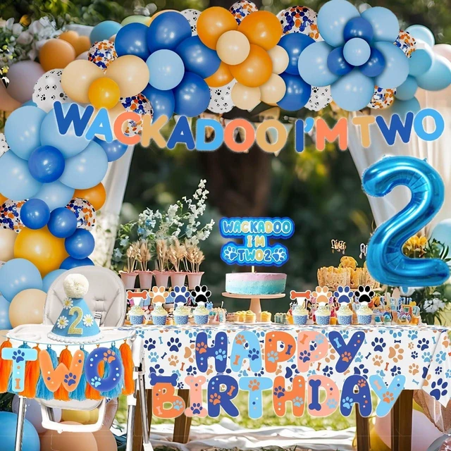 Alt view image 9 of 10 - Generic Blue Dog 2nd Birthday Decorations, 2nd Birthday Party Supplies Boy with Balloon Arch