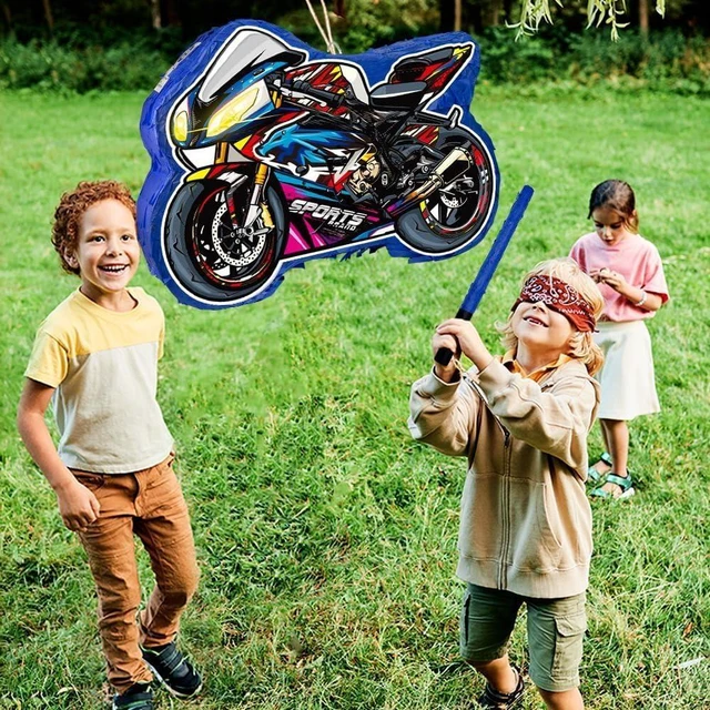 Alt view image 9 of 14 - Motorcycle Pinata for Boys, Birthday Party Supplies with Stick and Blindfold for Party Decoration, 15.75 x 11.8 x 4.13 Inches