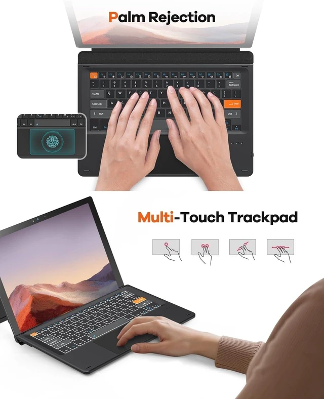 Alt view image 11 of 14 - Doohoeek Surface Pro 7/7 Plus/6/5/4/3 12.3 inch Keyboard, Bluetooth Keyboard with Touch Pad & Lighting Keys Compatible with Surface Pro 12.3", Ultra-Slim Wireless Keypad for Windows 11