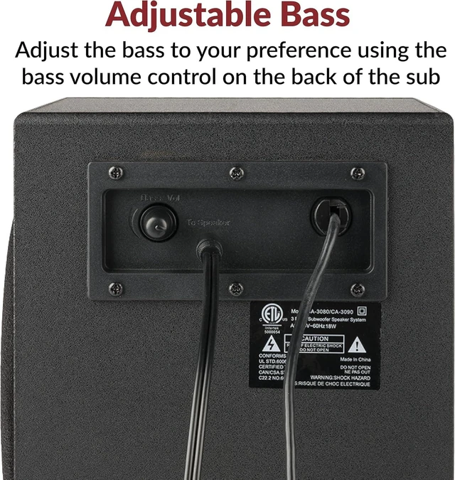 Alt view image 12 of 14 - Cyber Acoustics CA-3090 2.1 Speaker System with Subwoofer with 18W of Power Easy Setup and Convenient Controls, Great for Music, Movies, and Gaming